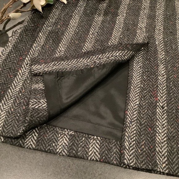 Vintage Boston Traveler Wool Stripe Tweed Herringbone Skirt Gray Melange - Picture 6 of 13